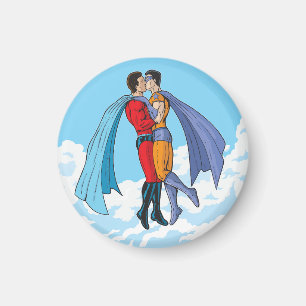 Imã Os dois super-heróis de Slipperyjoe beijando perso