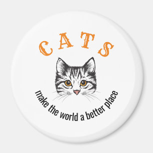 Imã Os gatos personalizáveis fazem do mundo um lugar