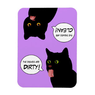 Ímã Os pratos do pop art são gato limpo/sujo