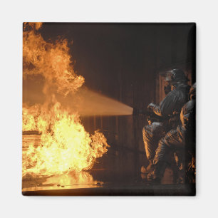 Imã Os sapadores-bombeiros extinguem um abeto simulado