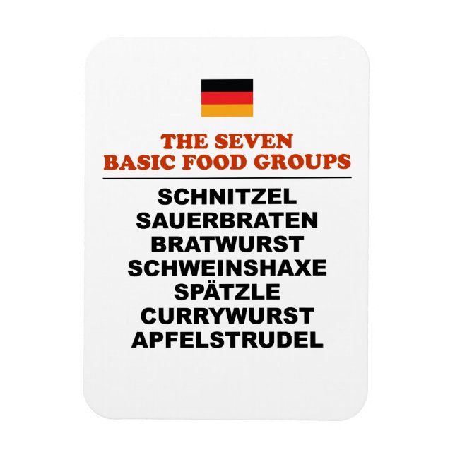 Ímã Os Sete Grupos Alimentares Básicos Engraçado Alemã (Vertical)