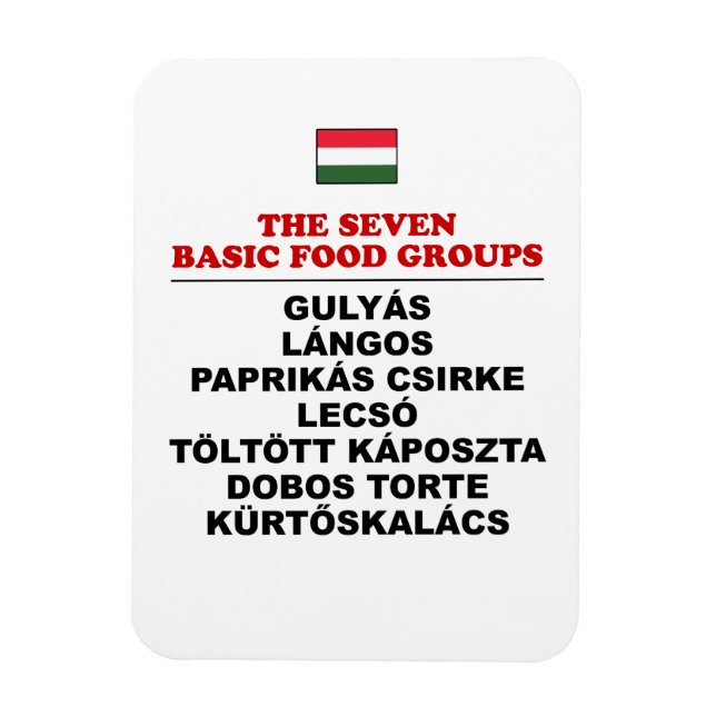 Ímã Os Sete Grupos Alimentares Básicos Engraçado Húnga (Vertical)
