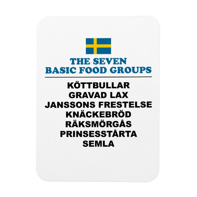 Ímã Os Sete Grupos Alimentares Básicos Engraçado Sueco (Vertical)
