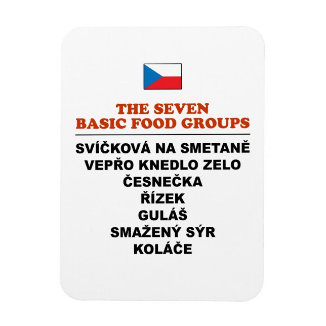 Ímã Os Sete Grupos Alimentares Básicos Engraçado Tchec (Vertical)
