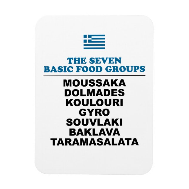 Ímã Os Sete Grupos Alimentares Básicos Grego Divertido (Vertical)