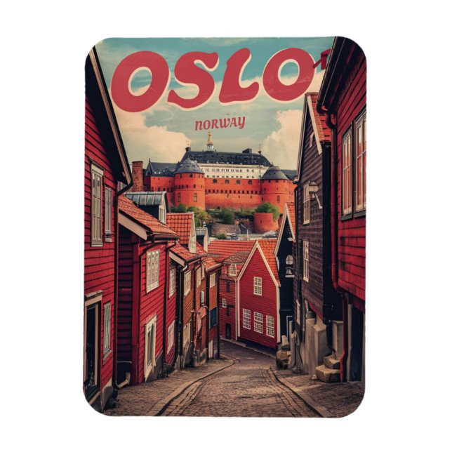 Ímã Oslo Noruega lembranças e presentes vintage (Vertical)