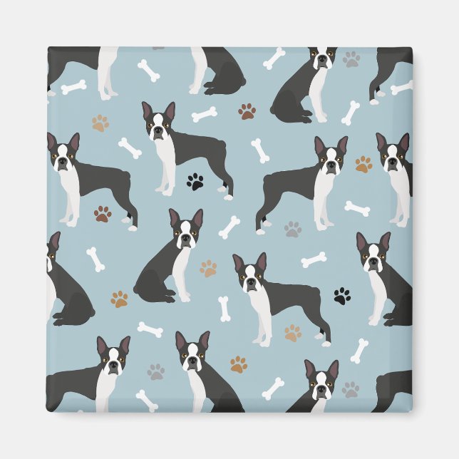 Imã Ossos e patas de Boston Terrier (Frente)