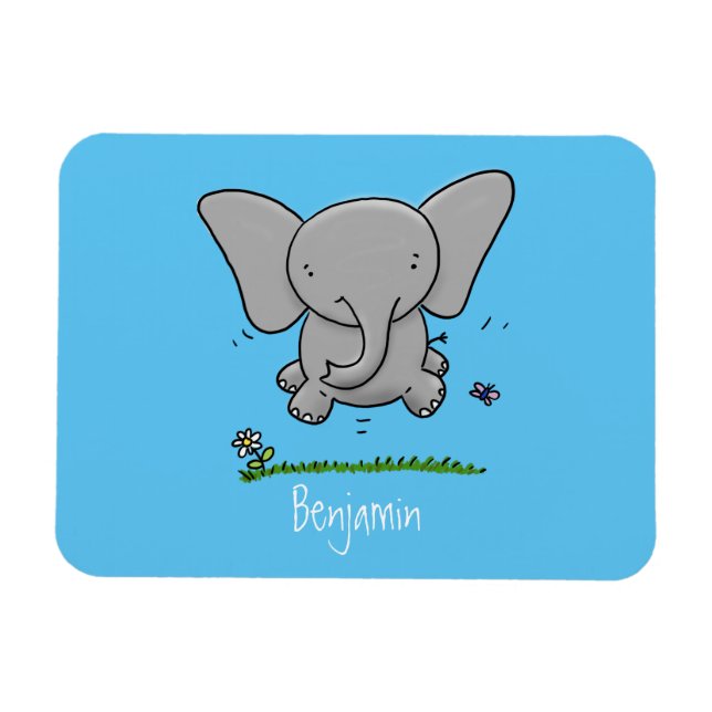 Ímã Ótima ilustração de desenho animado de elefante be (Horizontal)