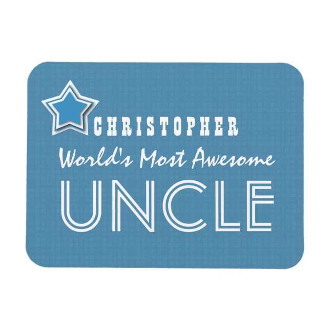 Ímã Ótima TIO Azul Branco com Estrela e Nome B31 (Horizontal)