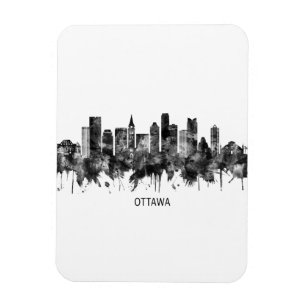 Ímã Ottawa Canada Skyline BW