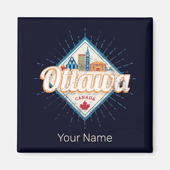 Imã Ottawa Skyline Ontario Retro Canada Vintage (Frente)
