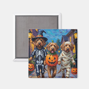 Imã Otterhound pedindo doces ou travessuras em fantasi