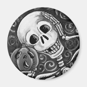 IMÃ OUÇA O SEU PUMPKIN, HALLOWEEN SKELETON MAGNET