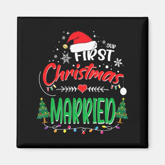 Imã Our First Christmas Married Newlywed Mr And Mrs  (Frente)