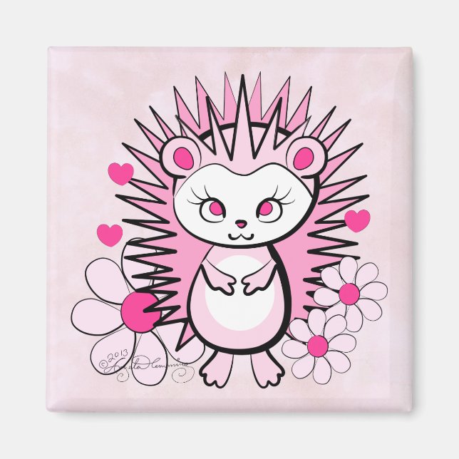 Imã ouriço fofa rosa (Frente)