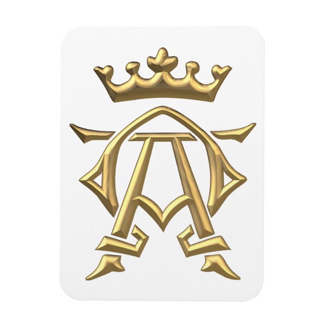 Ímã Ouro "3-D" Alfa e Ômega com símbolo de coroa (Vertical)