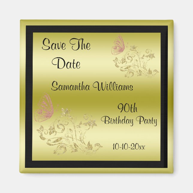 Imã Ouro Brilhante e borboleta cintilante 90 (Frente)