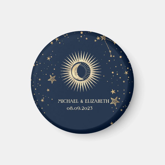 Imã Ouro Celestial Sol e Lua Estrelas (Frente)