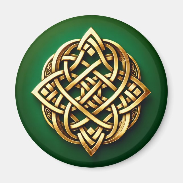 Imã Ouro Celtic Knot on Green (Frente)