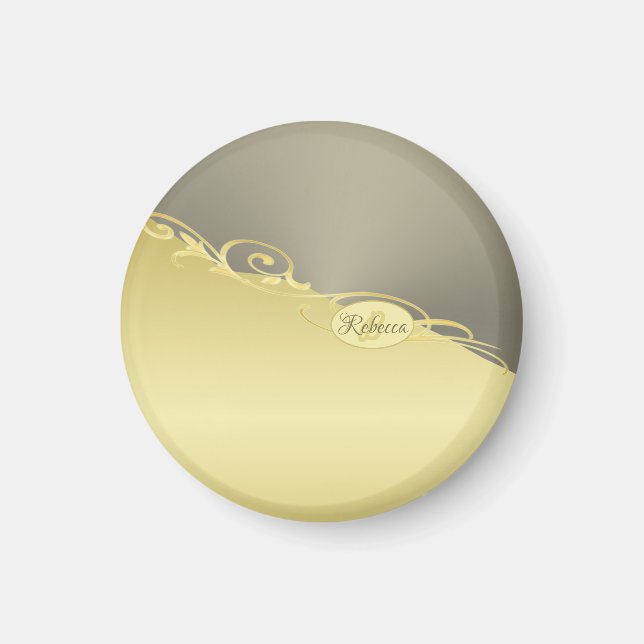 Imã Ouro de luxo decorativo em ouro e prata, monograma (Frente)