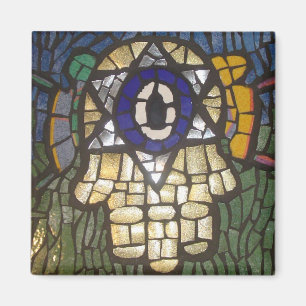 Imã Ouro de mosaico Hamsa com estrela e o olho mau