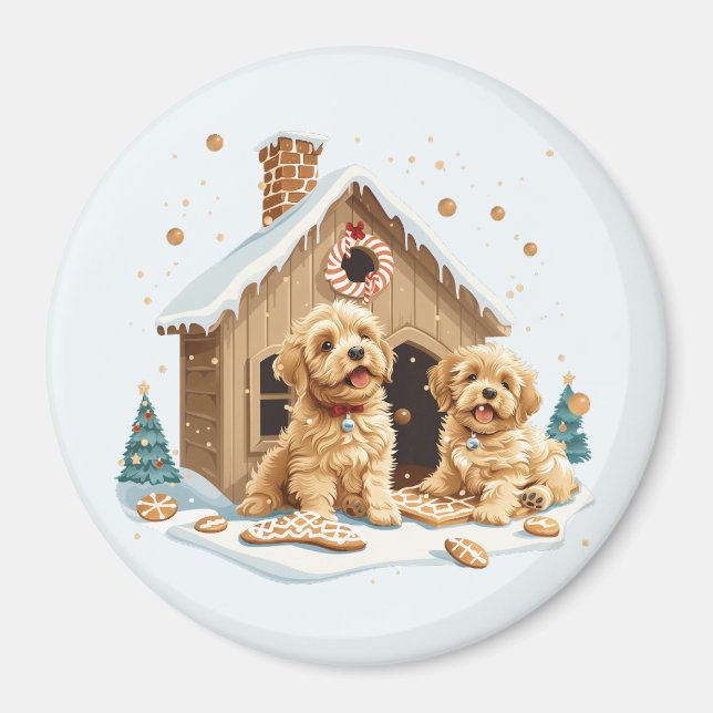 Imã Ouro de Natal Cachorro do Retriever Pão Gingerpão  (Frente)
