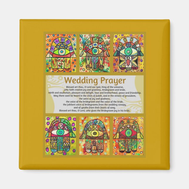 Imã Ouro de oração de casamento judaico Hamsa (Frente)