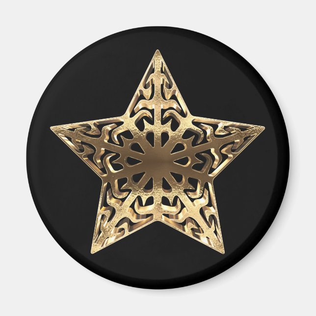 Imã Ouro Estrela Preta e Elegante Dourado (Frente)