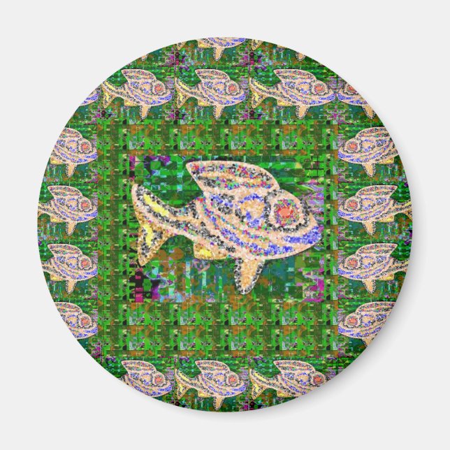 Imã Ouro EXÓTICO Peixe Pet Aquático - Presentes Elegan (Frente)