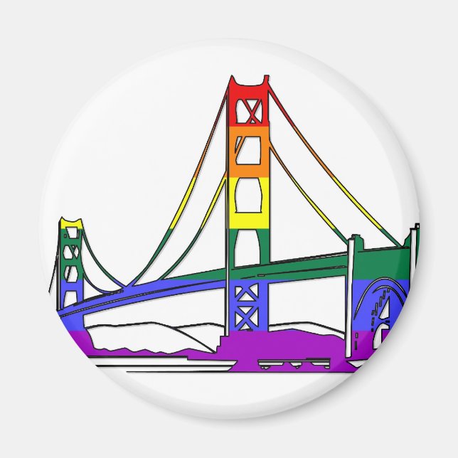Imã Ouro Gate Bridge Rainbow Pride (Frente)