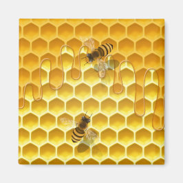 Imã Ouro Honeycomb com abelhas personalizáveis