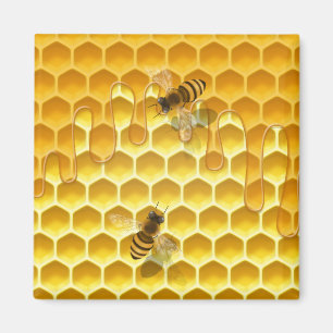 Imã Ouro Honeycomb com abelhas personalizáveis