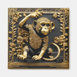 Imã Ouro macaco e quadro ornamental negro