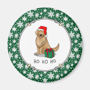 Imã Ouro Natal Santa Claus Cachorro de Retriever