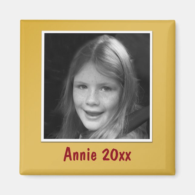 Imã Ouro Pessoal Saudação Foto e Texto Personalizados (Frente)