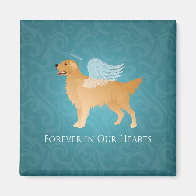 Imã Ouro Retriever Angel Dog - Memorial Pet (Frente)