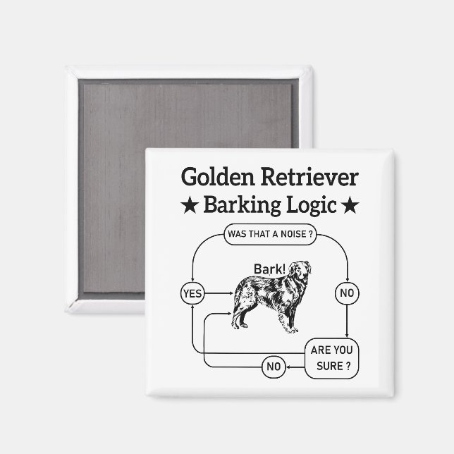 Imã Ouro Retriever Barking Logic Engraçado Cachorro Sa (Front/Back)