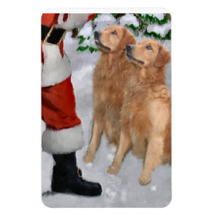Ímã Ouro Retriever com Natal de Papais noeis