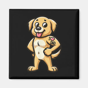 Imã Ouro Retriever I Love Pai Funny Dog Tattoo _1