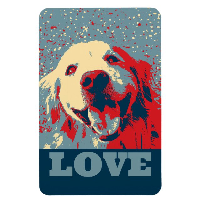 Ímã Ouro Retriever Stylized Love (Vertical)