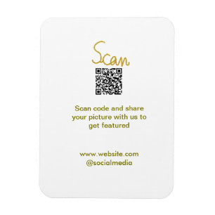 Ímã Ouro Scan QR code glitter elegante calligr simples