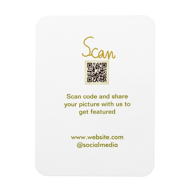 Ímã Ouro Scan QR code glitter elegante calligr simples (Vertical)