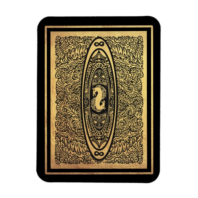 Ímã Ouro Seacavalo Mandala - Ornamentado Infinito Desi (Vertical)