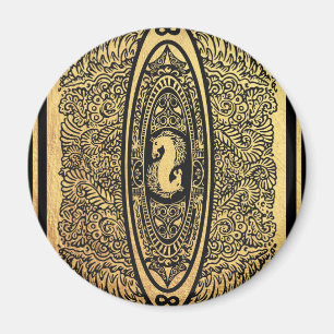 Imã Ouro Seacavalo Mandala - Ornamentado Infinito Desi
