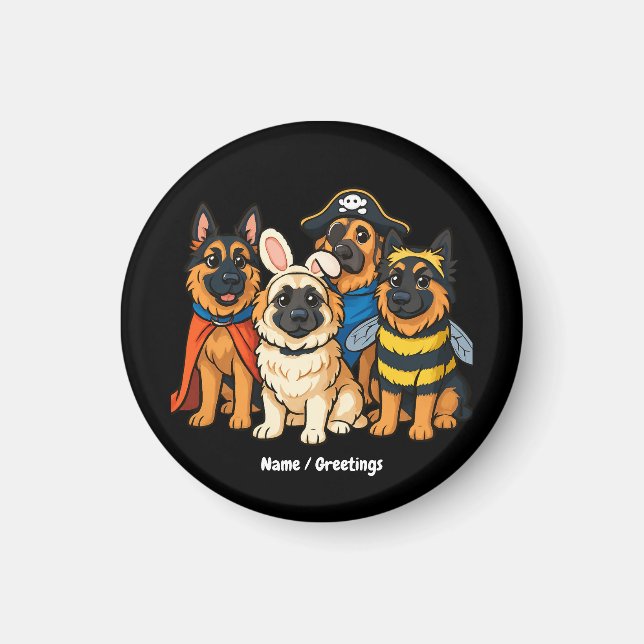 Imã Ouro Shepherd Ghost Dog Halloween Engraçado Spooky (Frente)