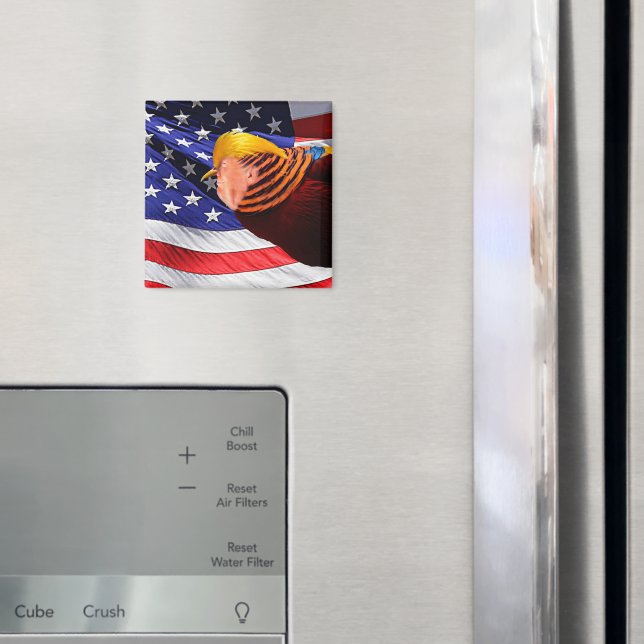Imã Ouro Trump Bird USA Flag Square Magnet (In Situ (Fridge))