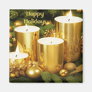 Imã Ouro Velas Feriado Magneta de Natal