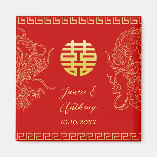 Imã Ouro vermelho dragão e fênix de casamento chinês