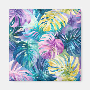 Imã Ouro Watercolor - Folhas Tropicais