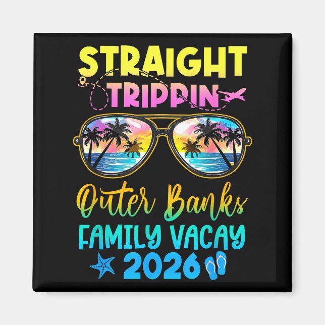 Imã Outer Banks Family Vacay Vacation 2026 Straight Tr (Frente)